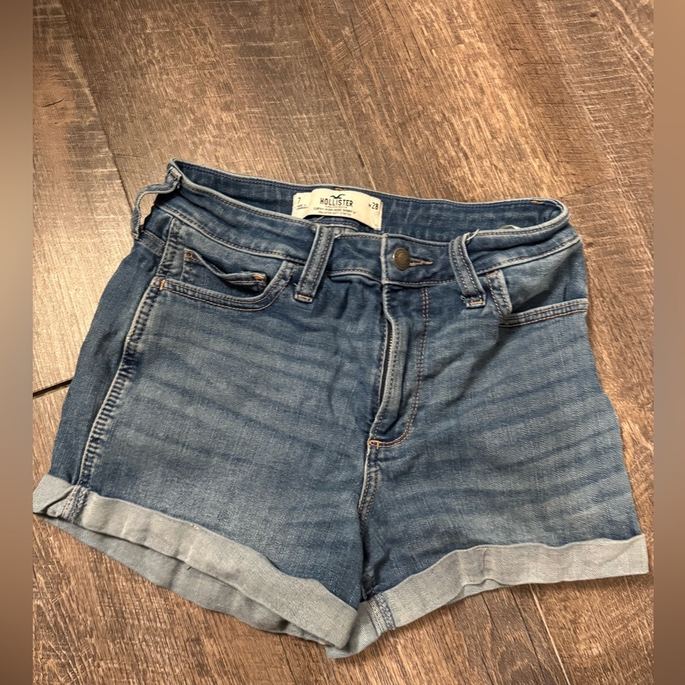 Hollister Blue Jean Shorts with Distressed Details